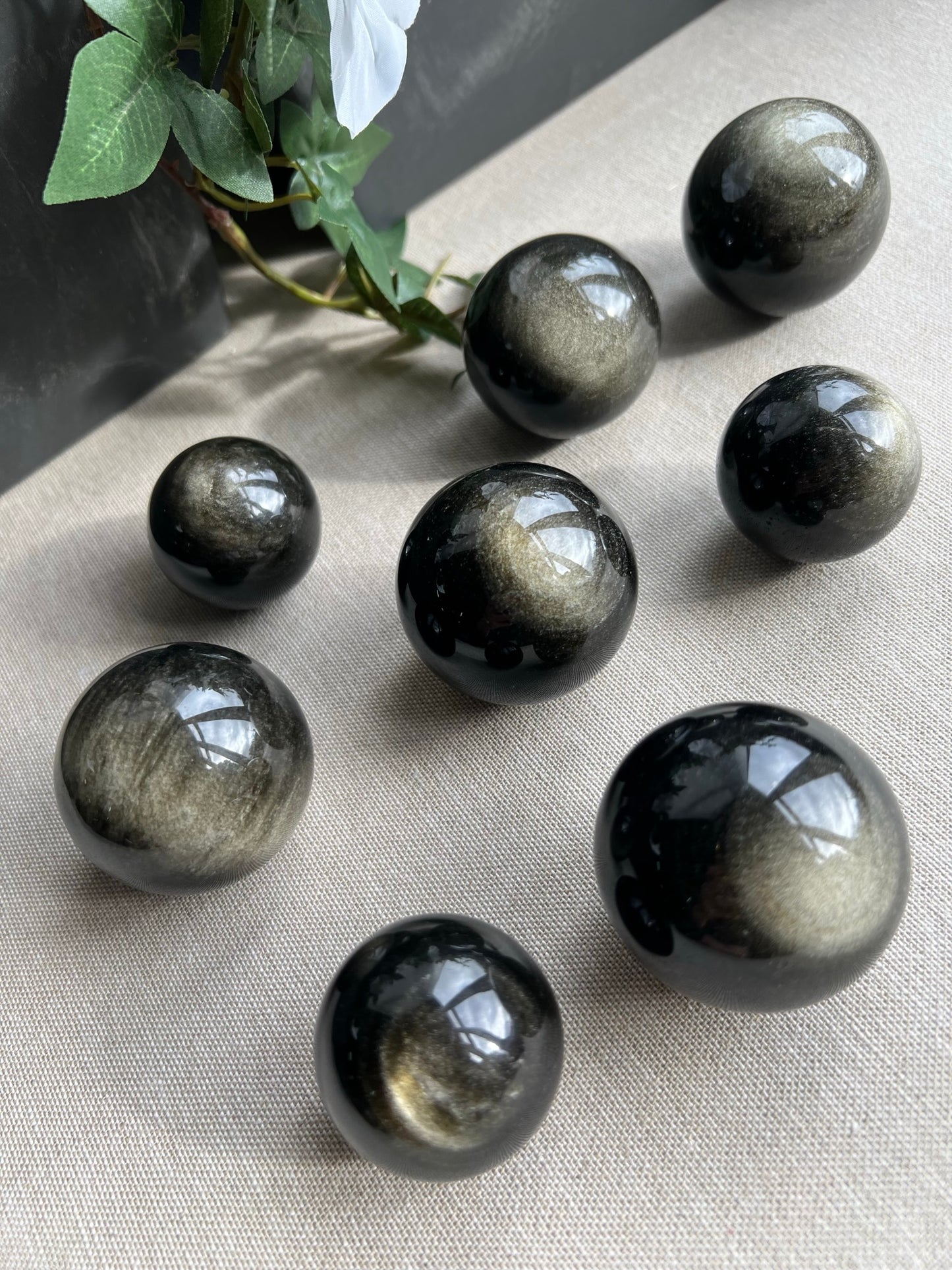 Gold Sheen Obsidian Spheres