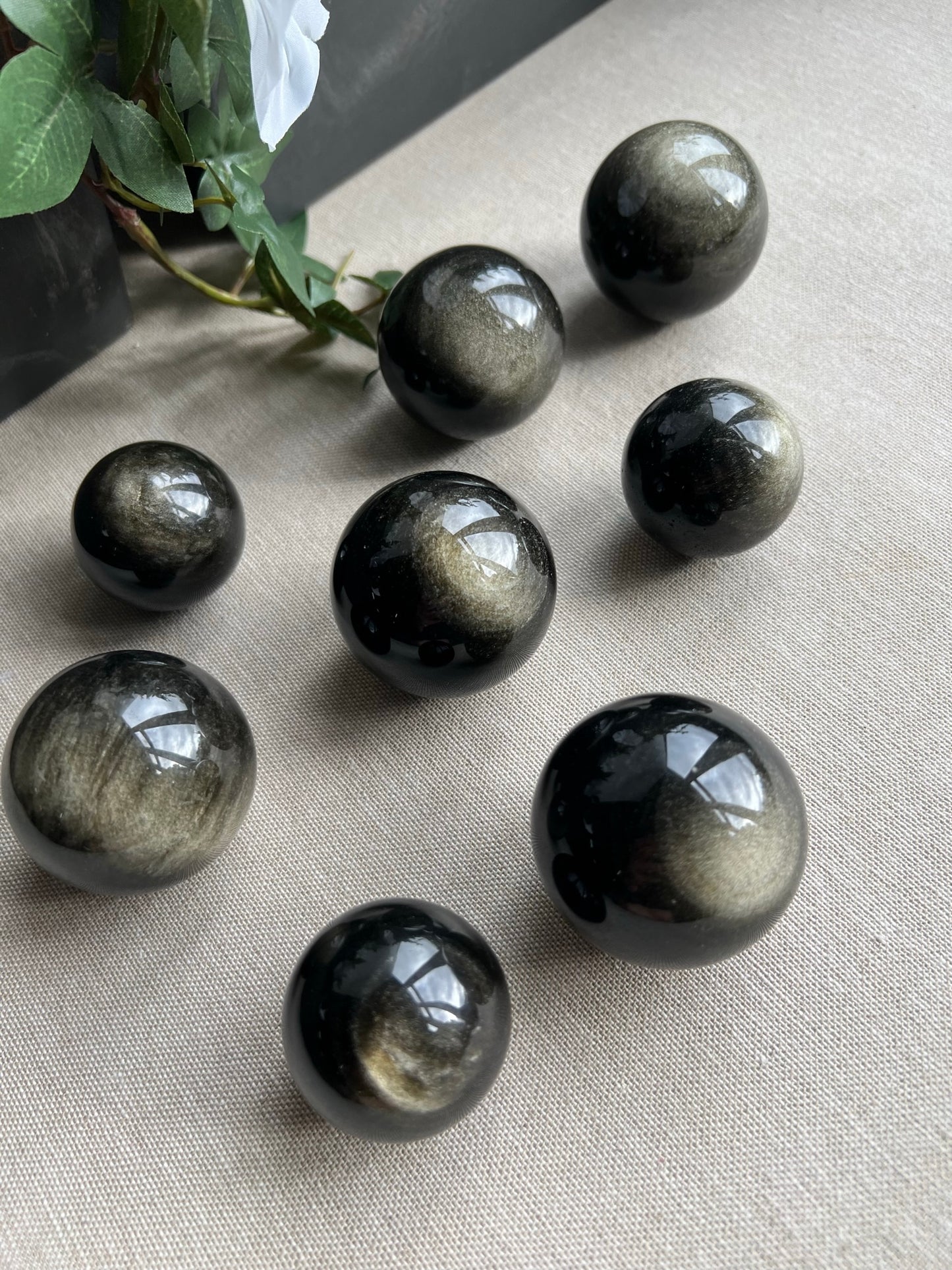 Gold Sheen Obsidian Spheres