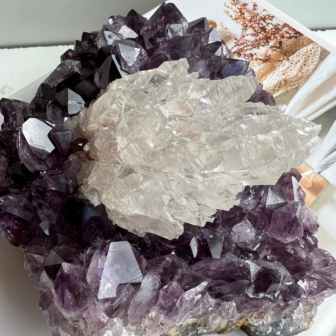 Amethyst Cluster with Calcite