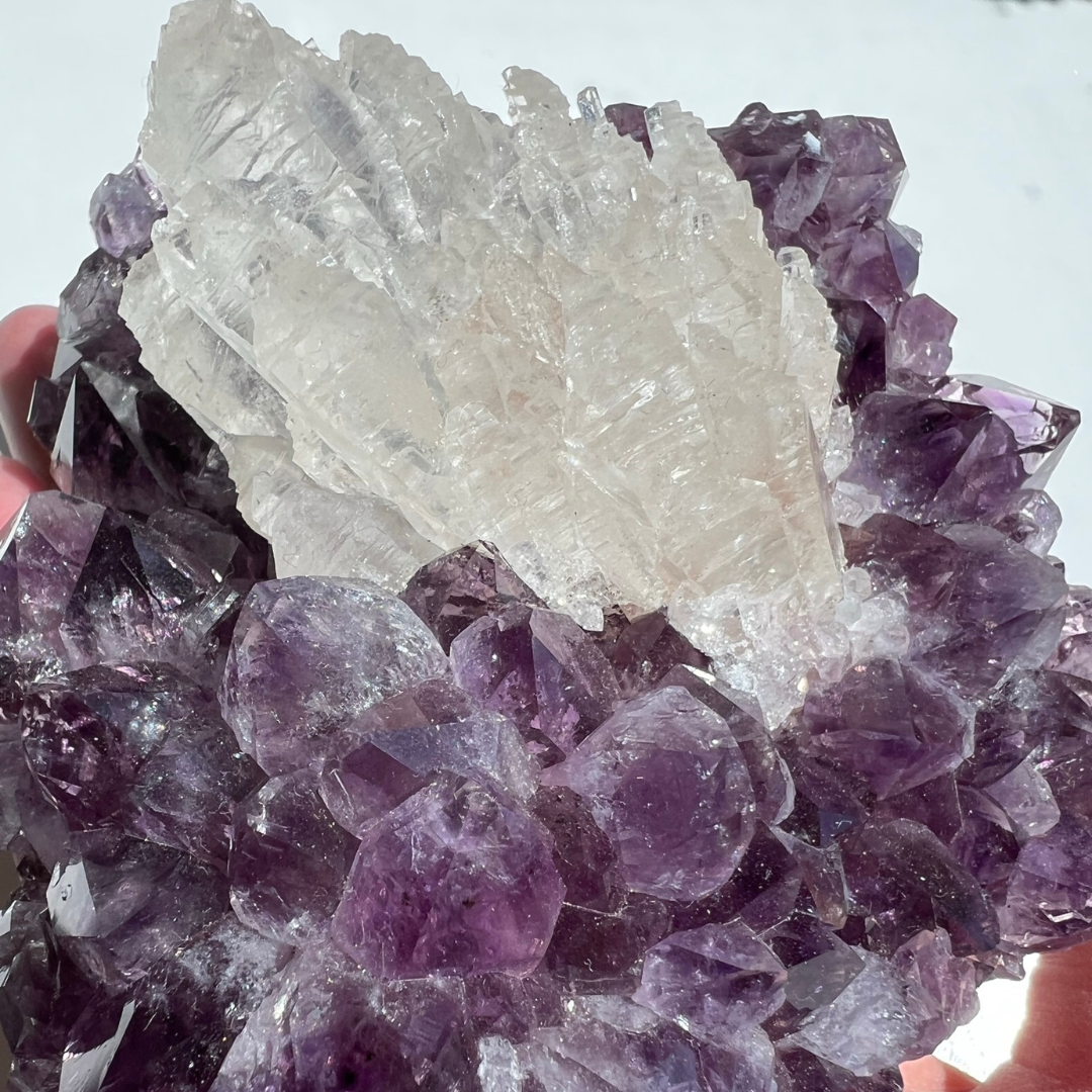 Amethyst Cluster with Calcite