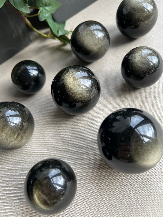 Gold Sheen Obsidian Spheres