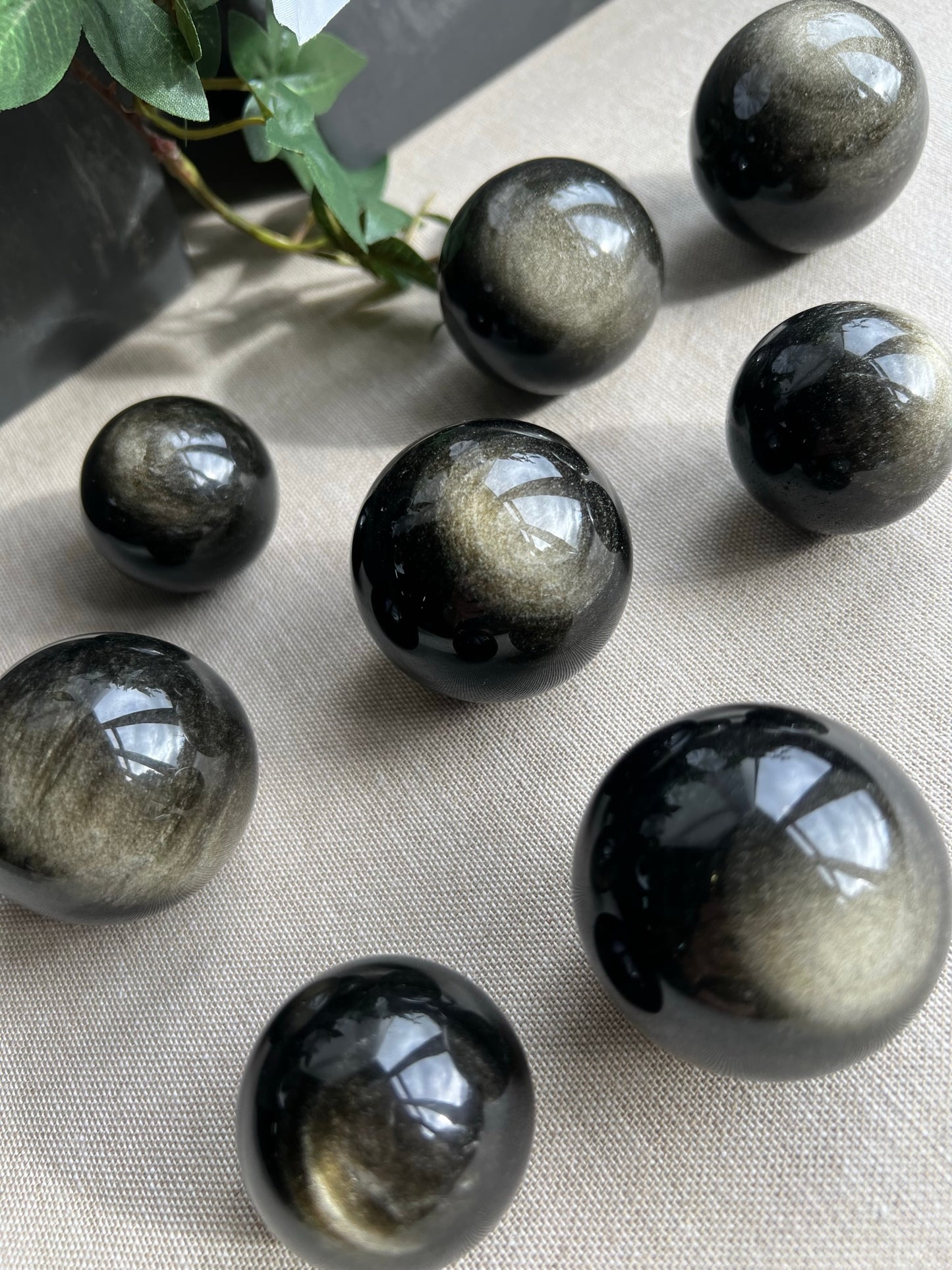 Gold Sheen Obsidian Spheres