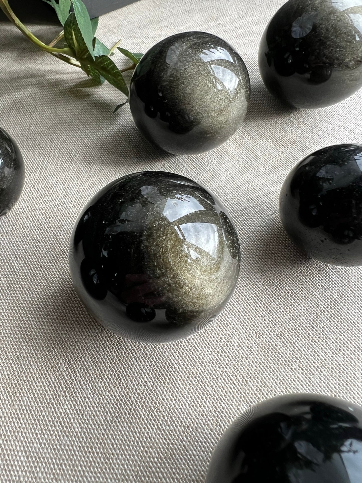 Gold Sheen Obsidian Spheres