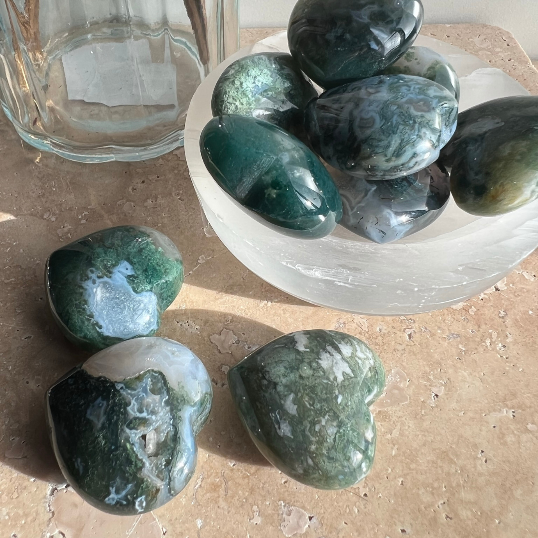 Moss Agate Mini Heart