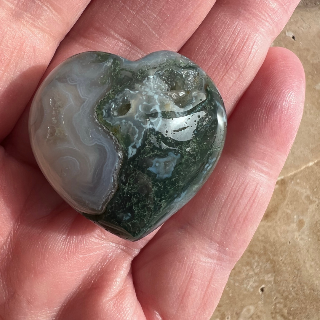 Moss Agate Mini Heart