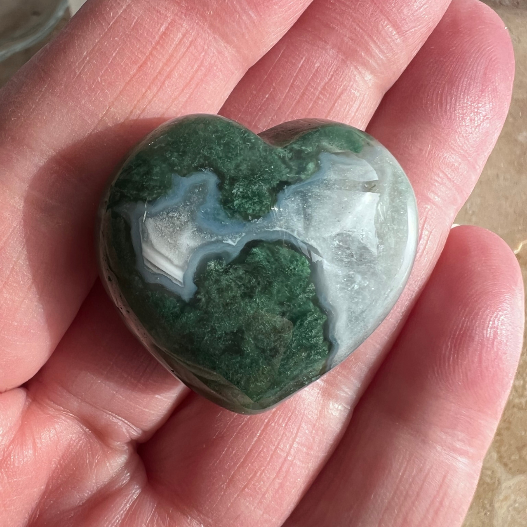 Moss Agate Mini Heart