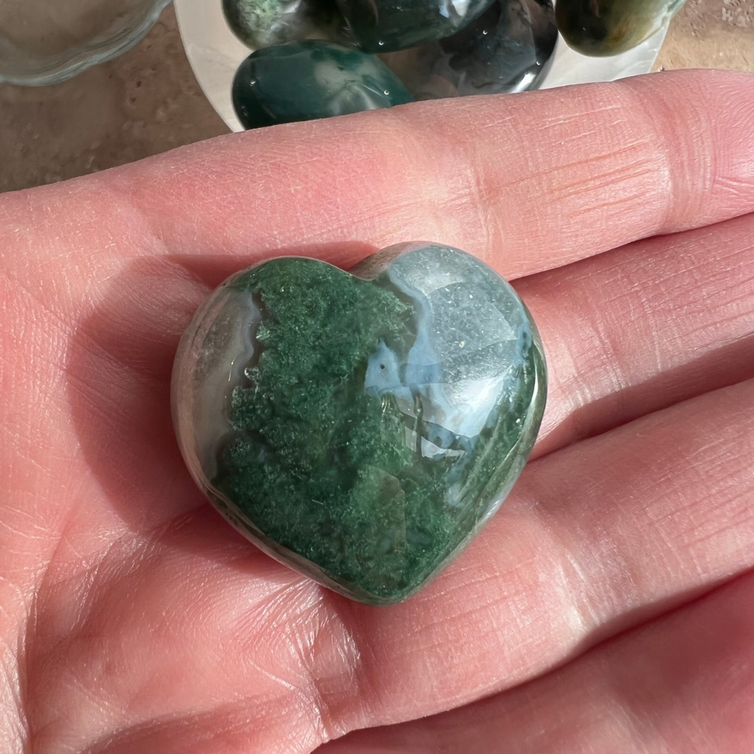 Moss Agate Mini Heart