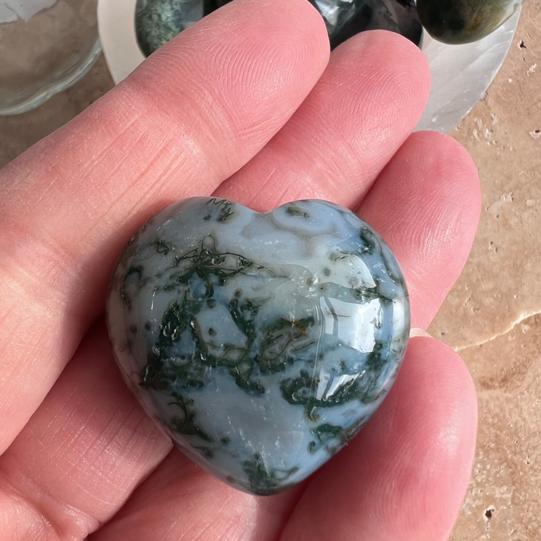 Moss Agate Mini Heart