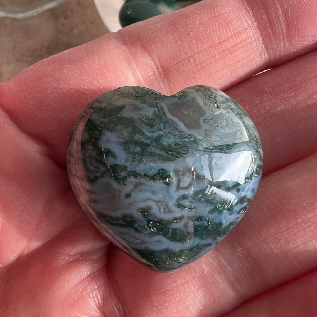 Moss Agate Mini Heart