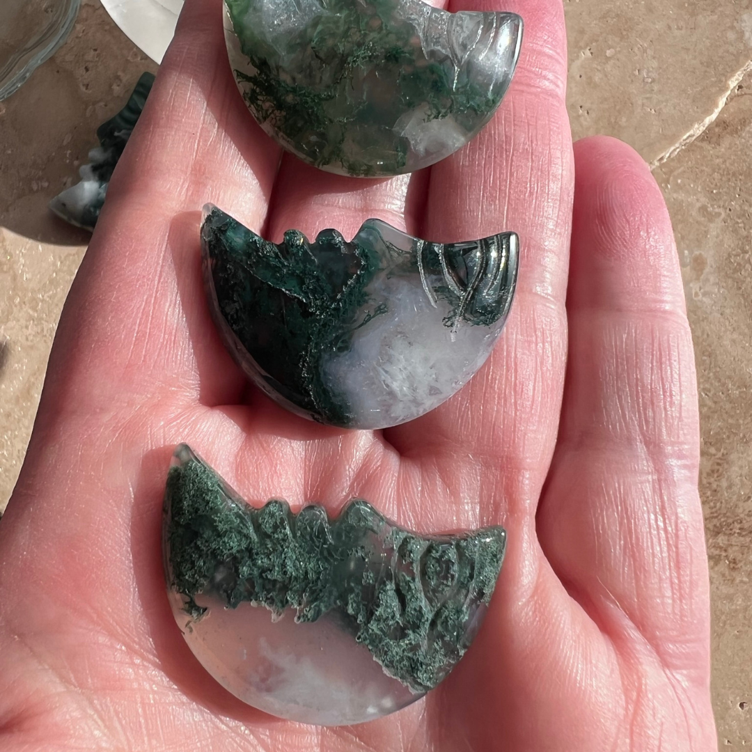 Moss Agate Mini Moon